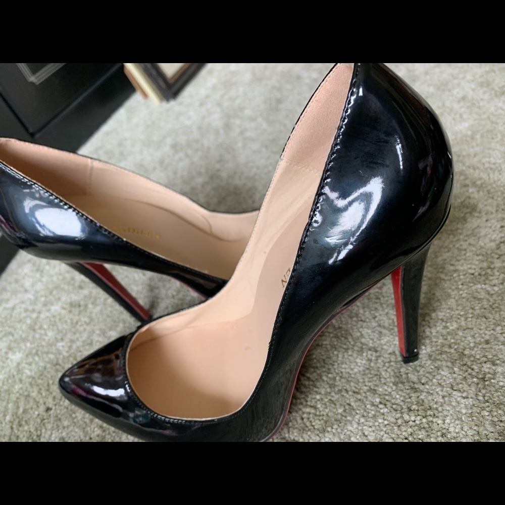 Wet Look High Heels size 9 1/2 w/red bottoms
